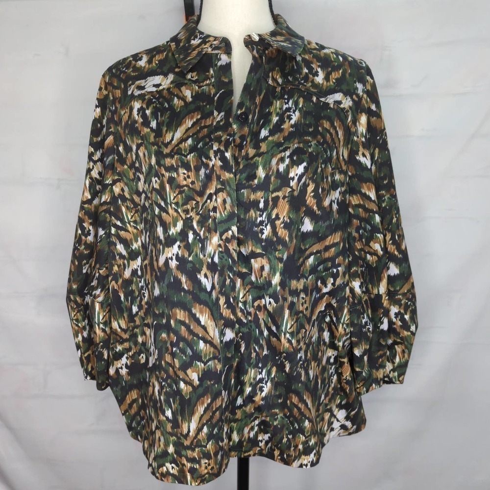 Ted Baker Everette Camouflage Shirt Women’s 10 NWT Animals Wild Life Jungle
